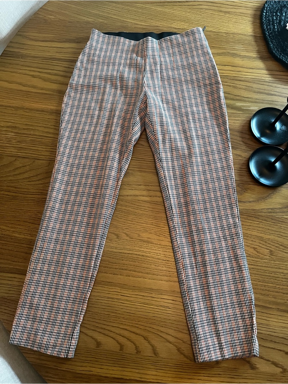 a new day Orange and Black Plaid Slim Women's Trousers